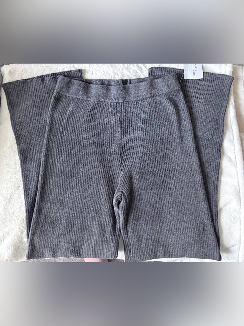NWT Tranquil & True Ribbed Knit Sweater Dark Gray Lounge Pants - Size Medium